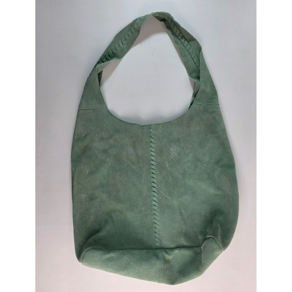 Haute Hippie Leather Suede Hobo Shoulder Bag Green Festival Boho Purse - Picture 4 of 13